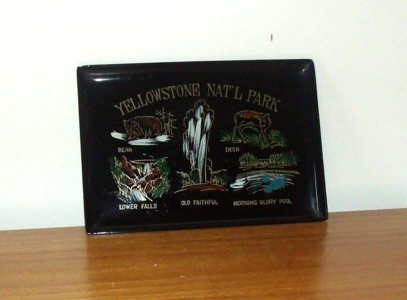 Vintage Yellowstone National Park Plastic Tray in Black