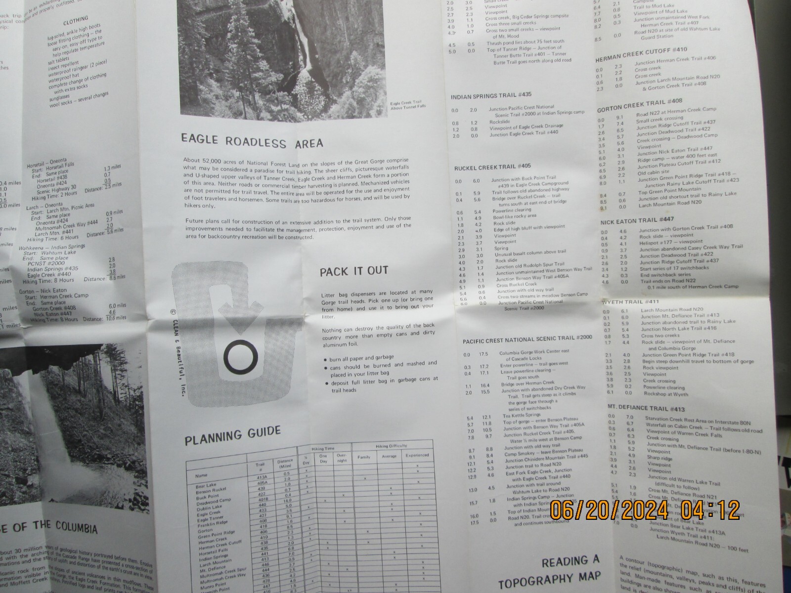 forest trails of the Columbia Gorge Mt Hood National Forest oregon map 1970