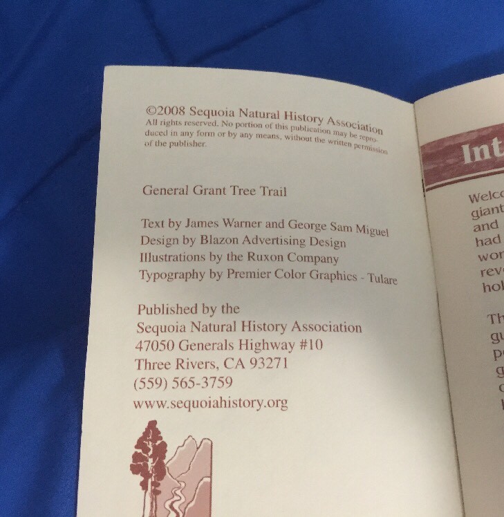 General Grant Tree Trail Booklet Sequoia Natural History Association 2008