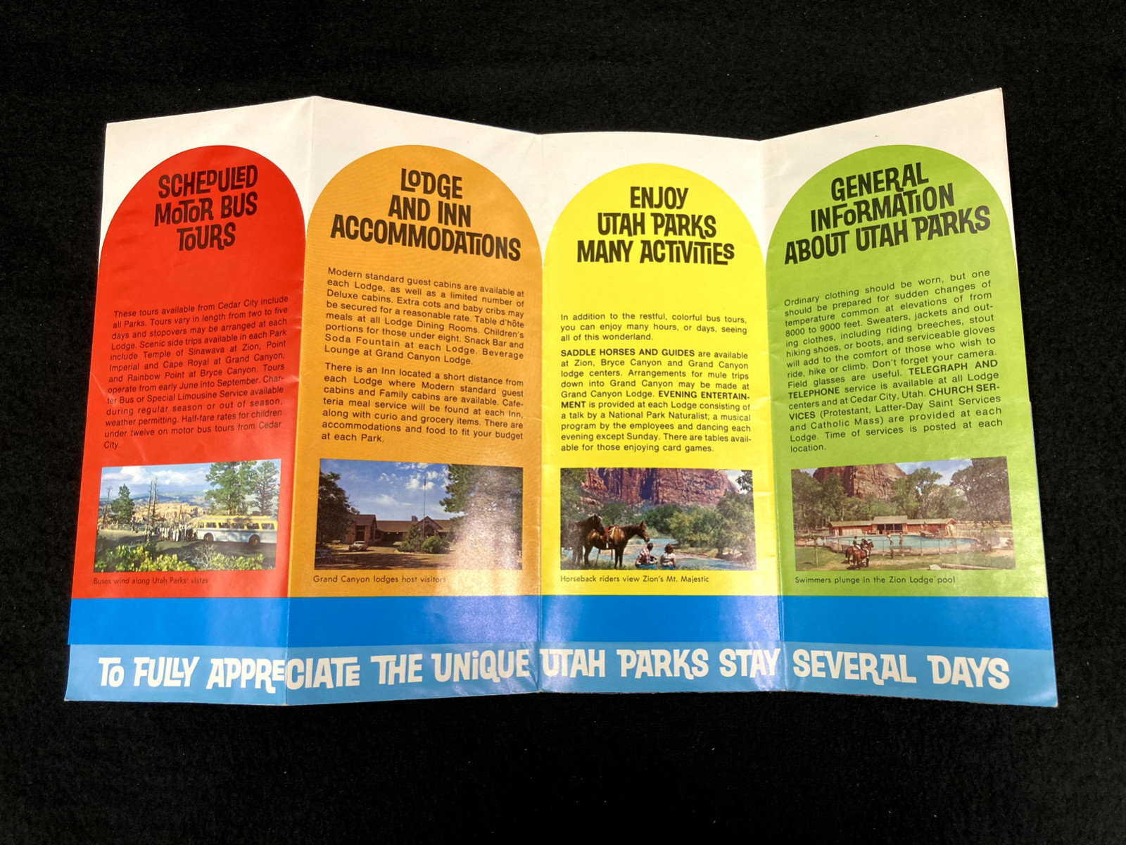 1960’S UTAH PARKS FOLDOUT TRAVEL BROCHURE, GRAND CANYON,BRYCE,ZION, & CEDAR BREA