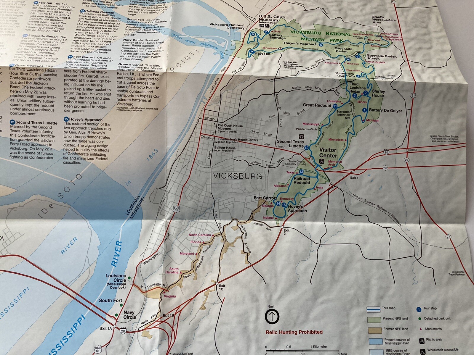 Vicksburg Official Map And Guide Vicksburg National Military Park Fold Brochure