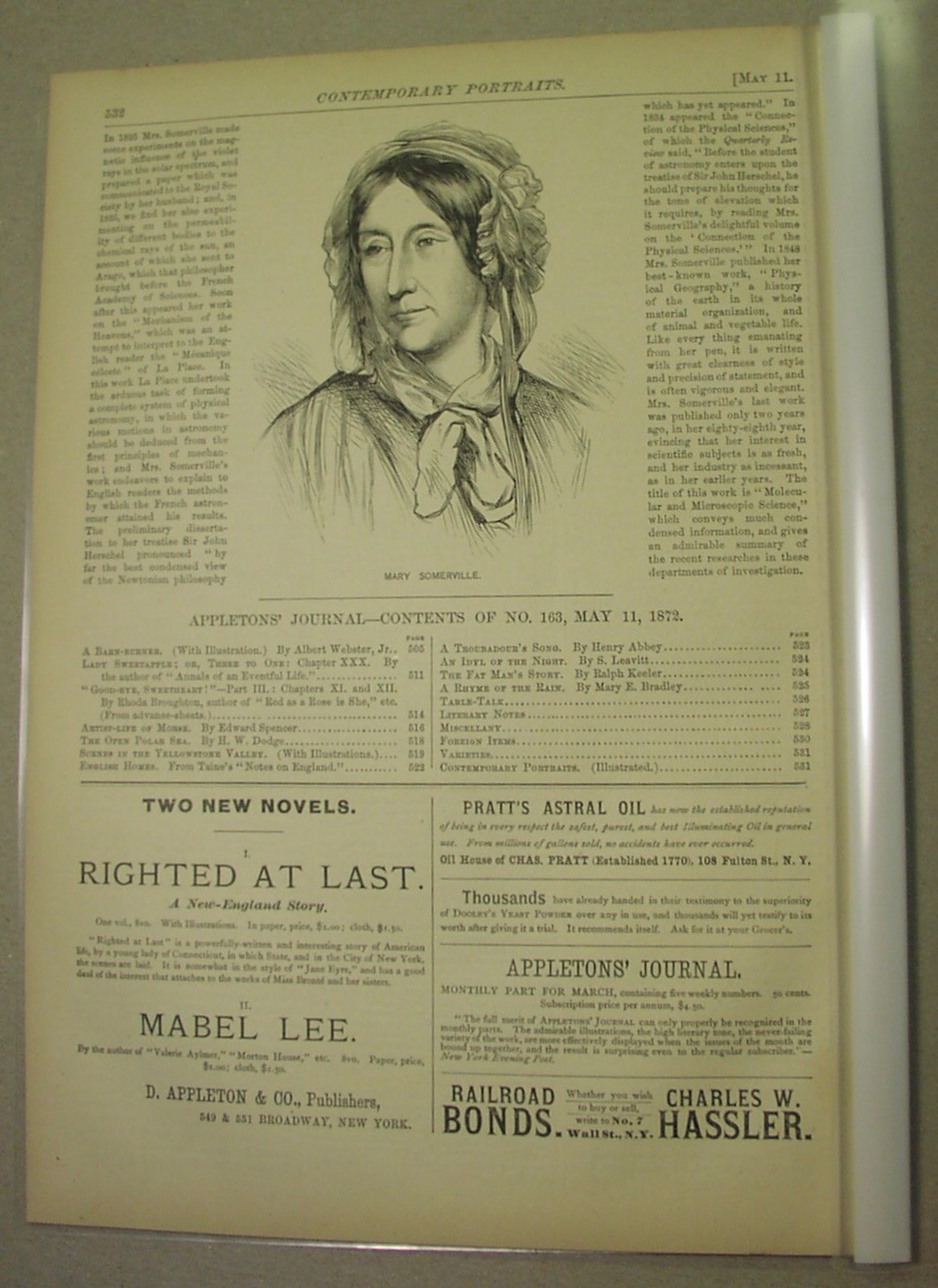 1872 – YELLOWSTONE PARK, at its beginning! Mary Sommerville, woman scientist