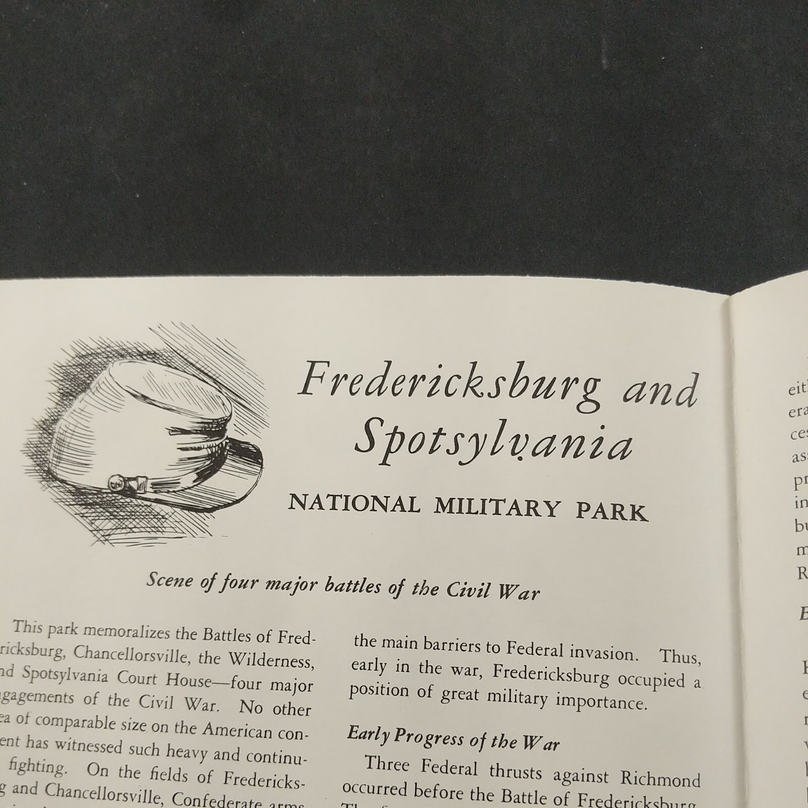 1957 Fredericksburg Spotsylvania National Military Park Brochure Pamphlet Map