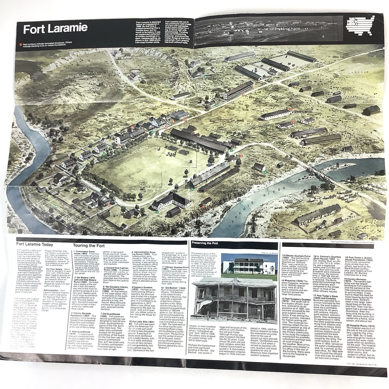 Fort Laramie National Historic Site Map & Tourist Guide 1993 Wyoming US Military