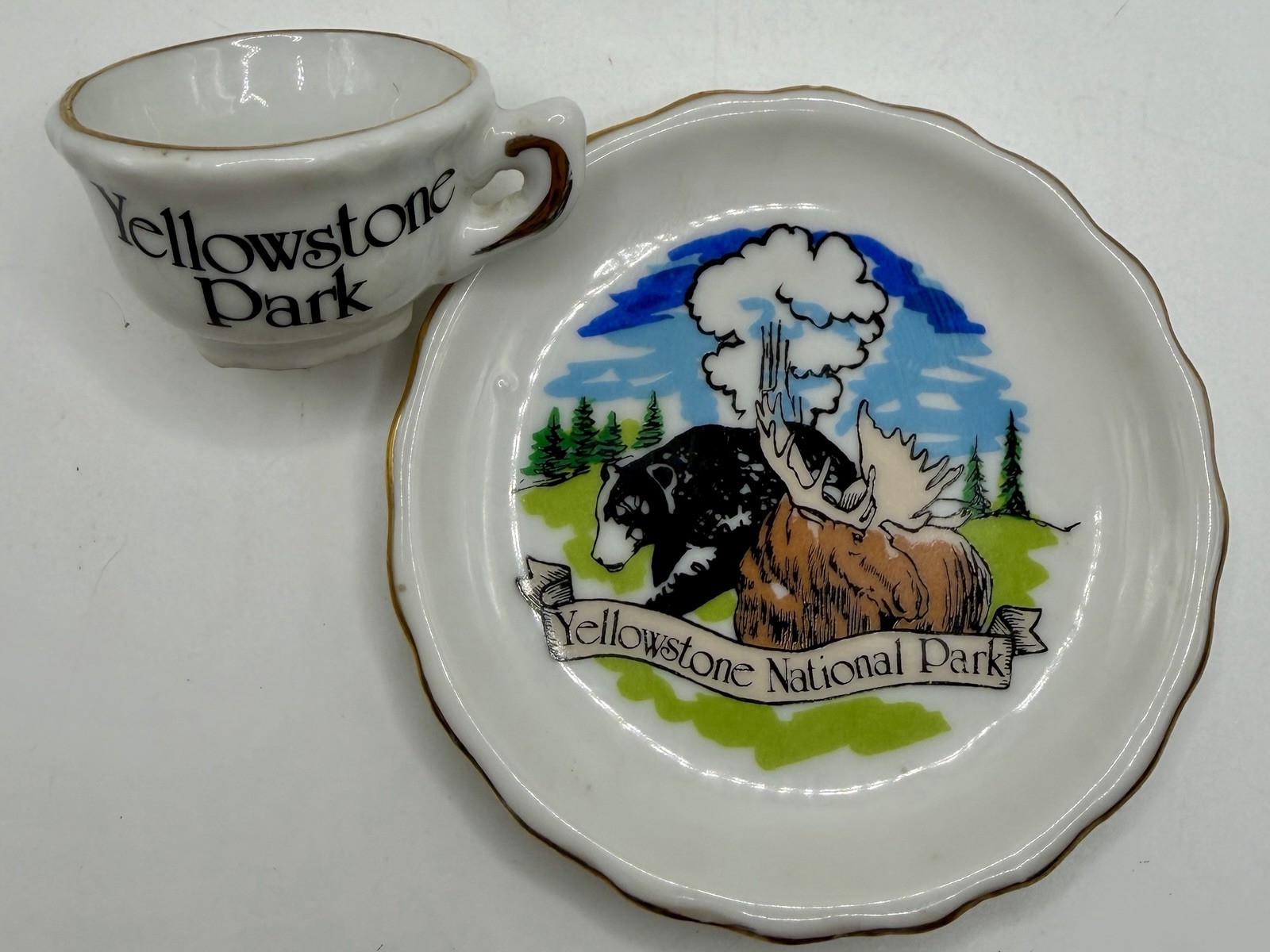 Vintage Yellowstone Mini Cup and Saucer Souvenir National Park