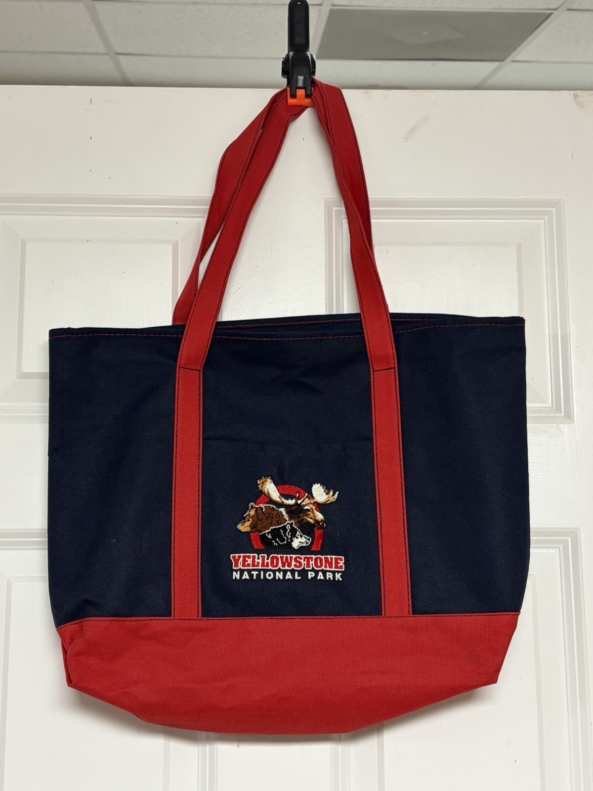 Yellowstone National Park Embroidered Wildlife Trio Logo Canvas Tote Bag Im West