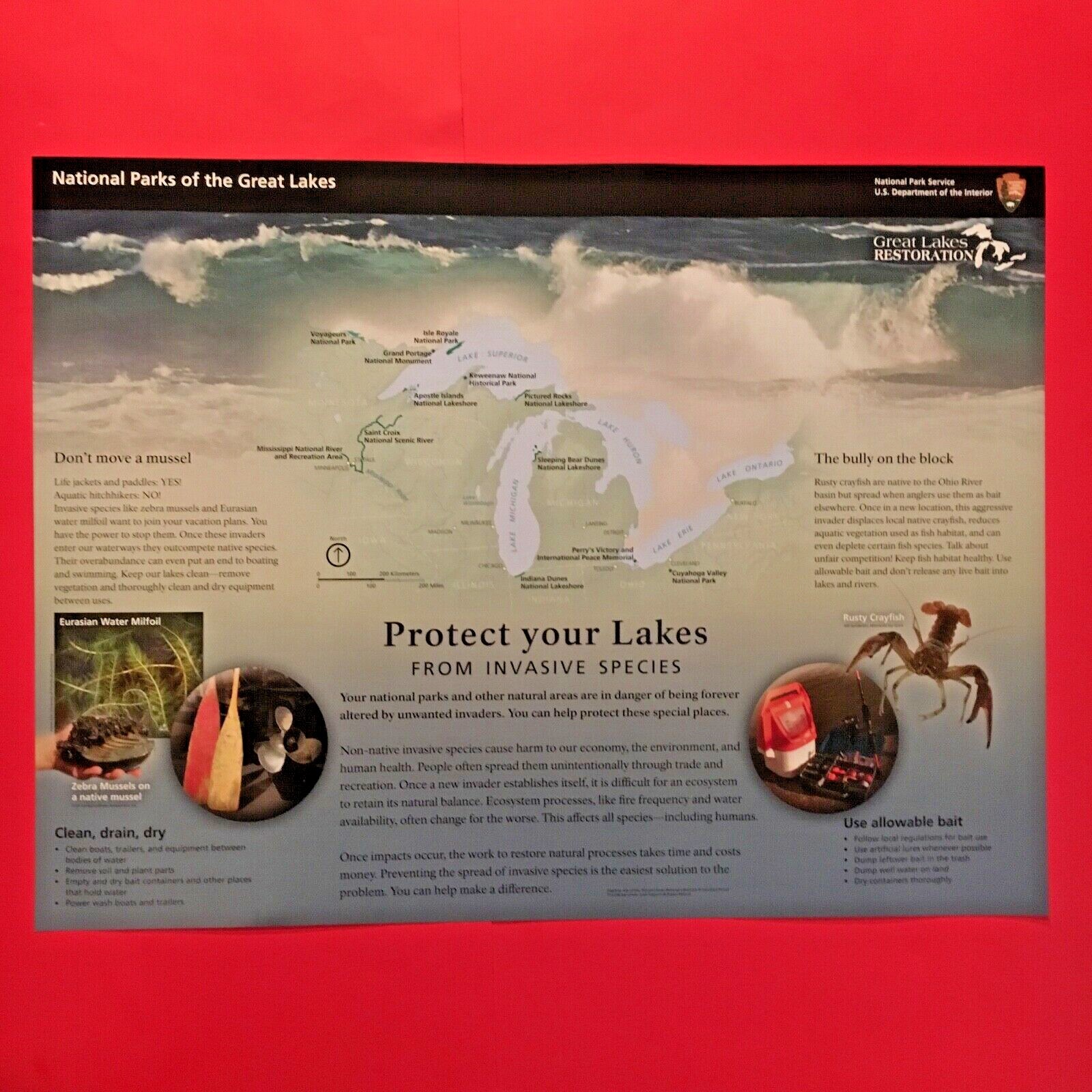 (2) two-sided NATIONAL PARK SERVICE posters – THE GREAT LAKES – conservation