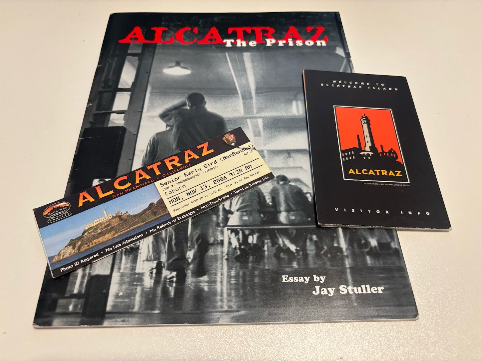 Vintage Alcatraz Prison Tour Souvenir Lot Book Visitor Guide Ferry Ticket Set