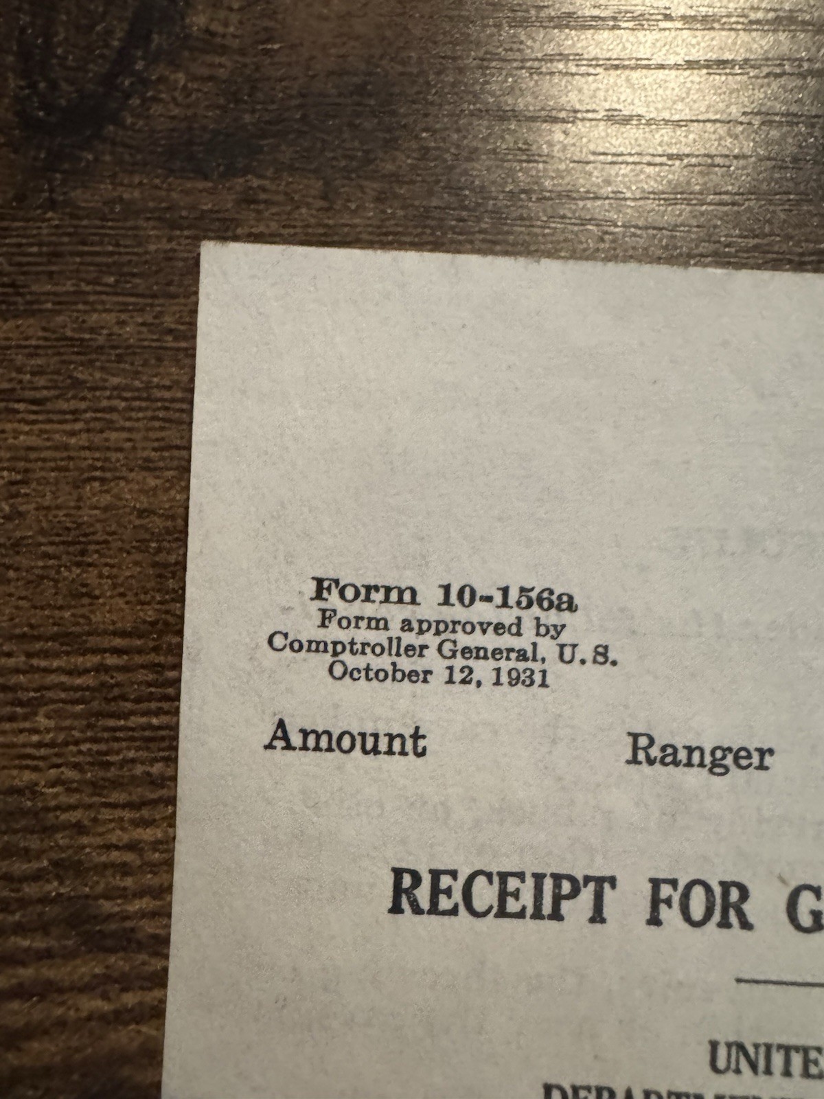 Antique 1931 Receipt US National Park Services, Carlsbad Caverns New Mexico