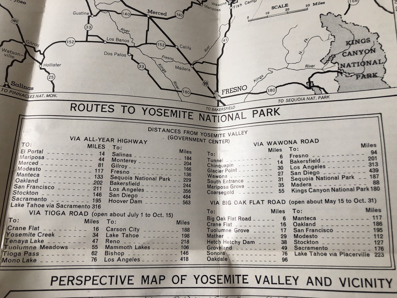 Yosemite National Park Map (1949) & Guide (1950) National Park Service