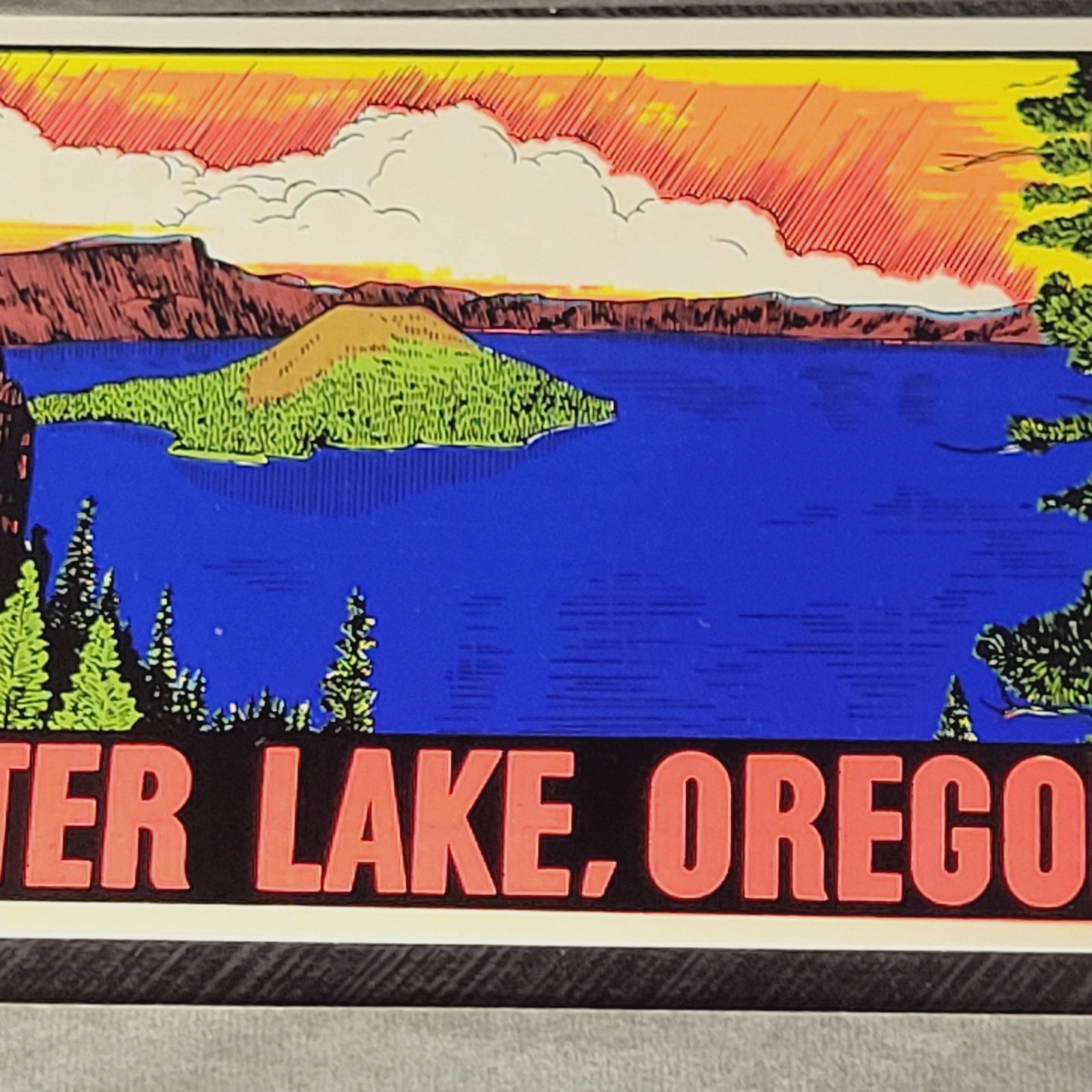 Crater Lake Oregon Lindgren Turner Window Travel Decal National Park RARE