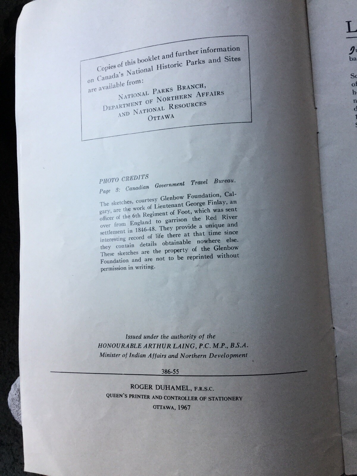 1967 Lower Fort Garry National Historic Park Booklet Canada