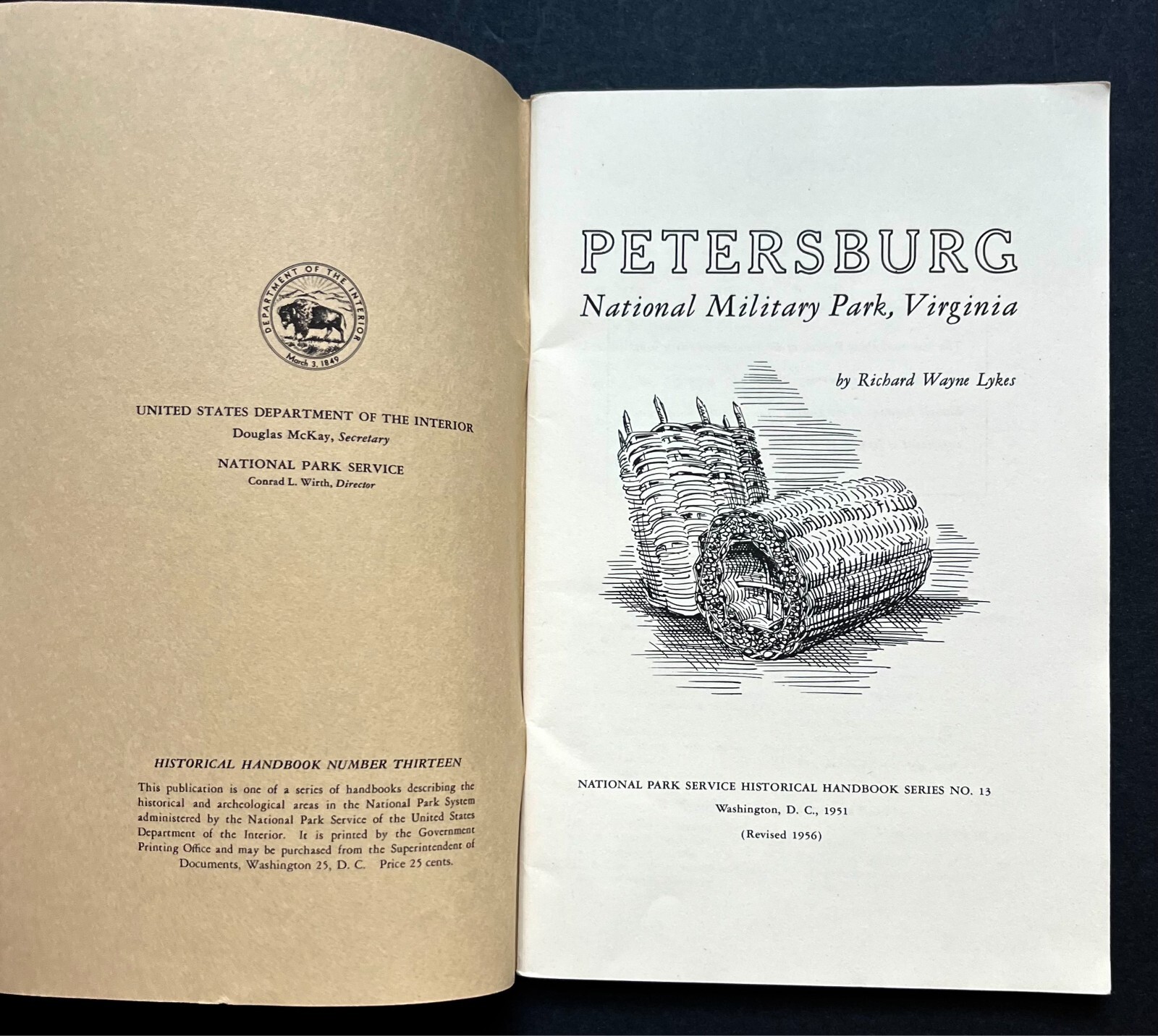 1956 Petersburg VA National Military Park Battlefields Vintage Travel Guide Book