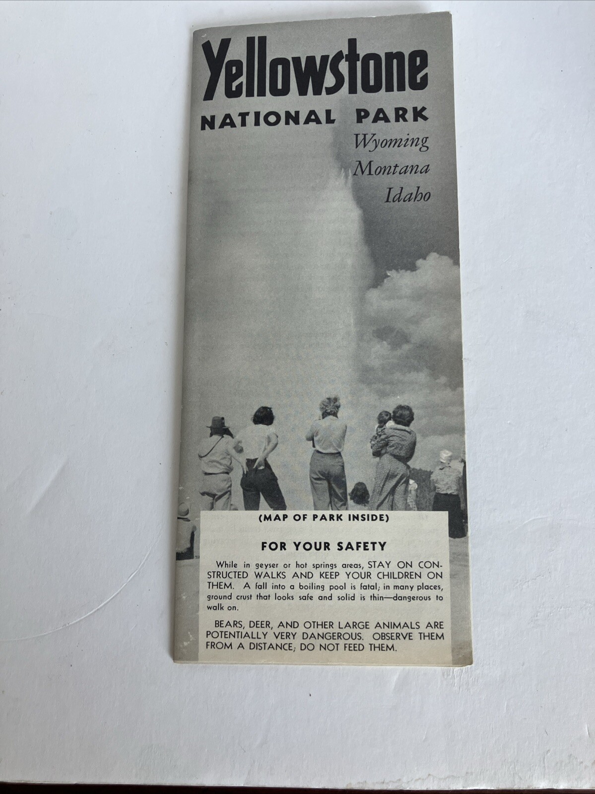 1955 Yellowstone National Park Inside Map Wyoming Montana Idaho Tourist Guide