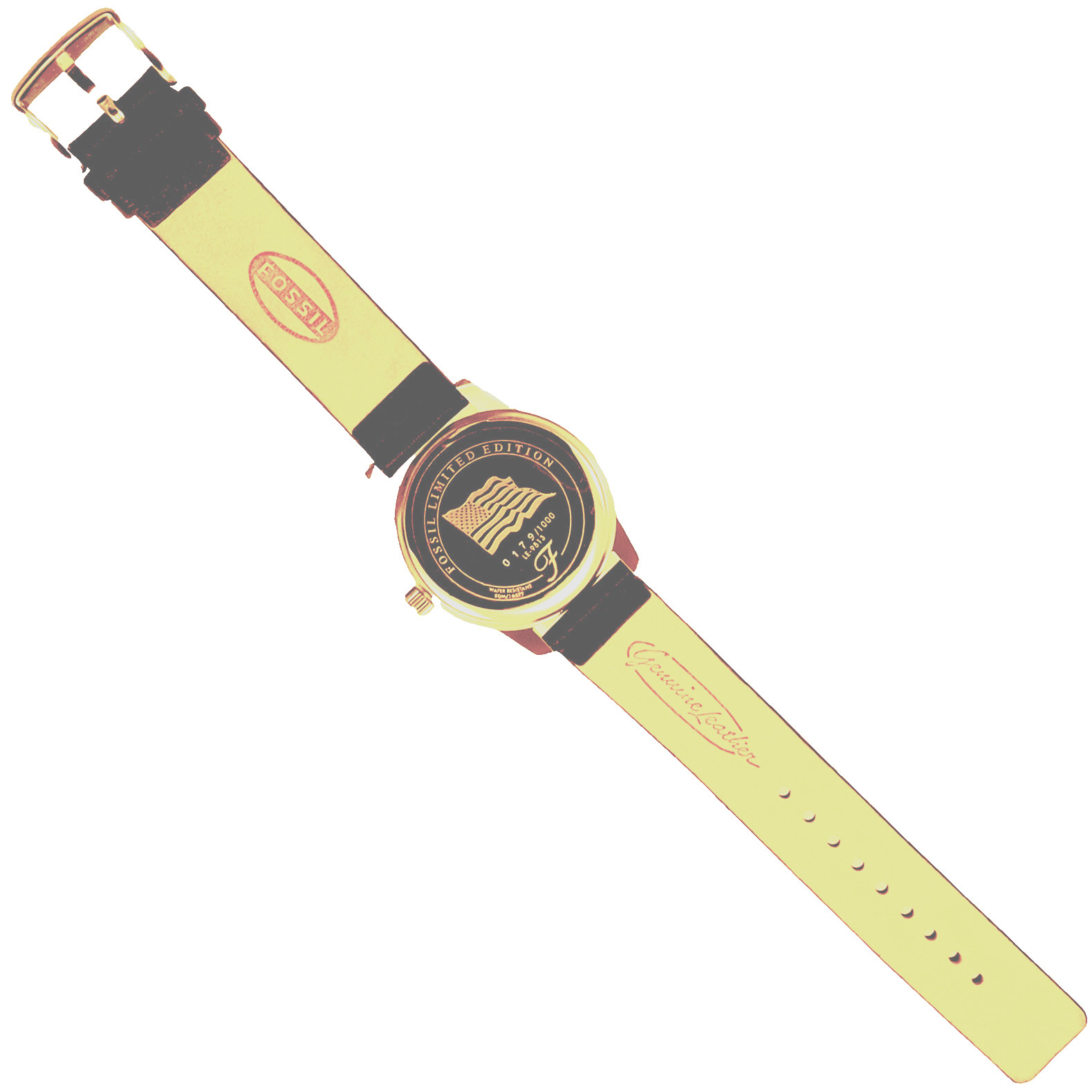 New Statue Of Liberty Fossil Raised 3-D Look Silver Tone Dial Numbered Watch $89