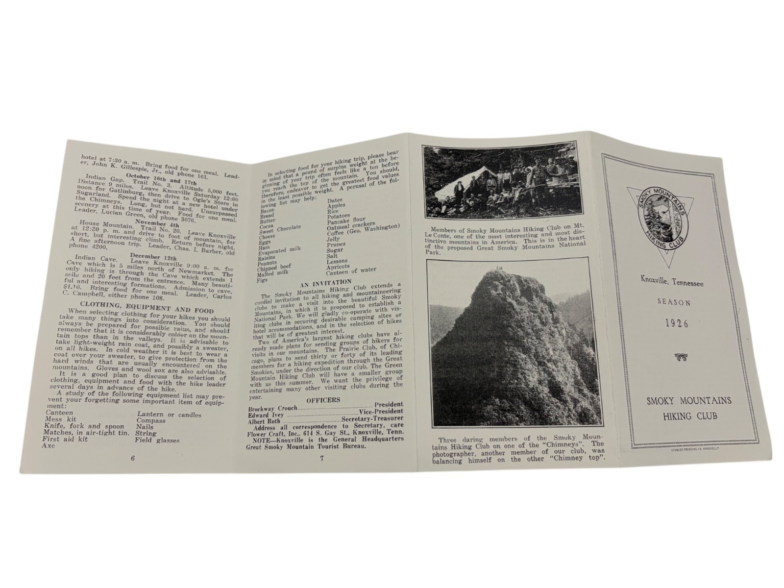 Smoky Mountains Hiking Club Ephemera Lot 1937 1951 1976 1926 Pamphlet Reprint