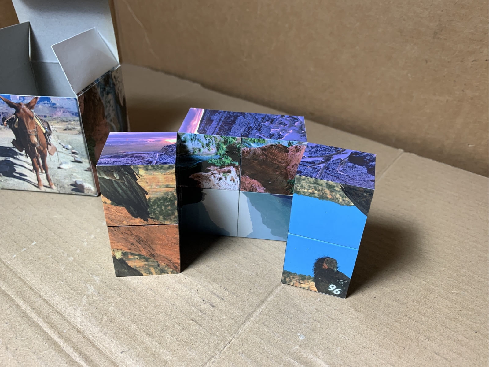 Vtg Grand Canyon National Park NPS AZ Souvenir Puzzle CUBE (9 pictures) in BOX