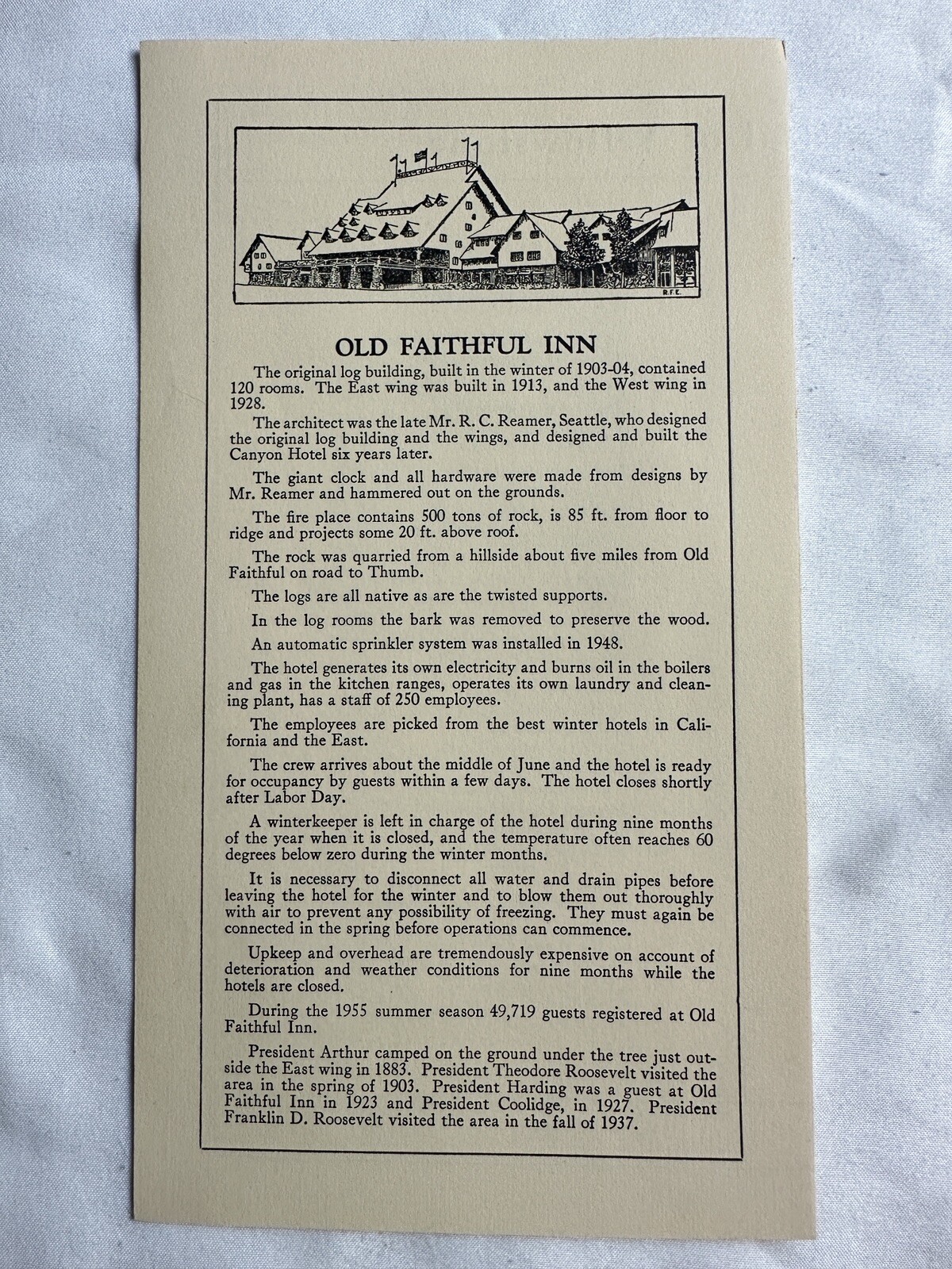 1956 Travel Brochure Yellowstone Old Faithful Michael Kley Poem Ephemera