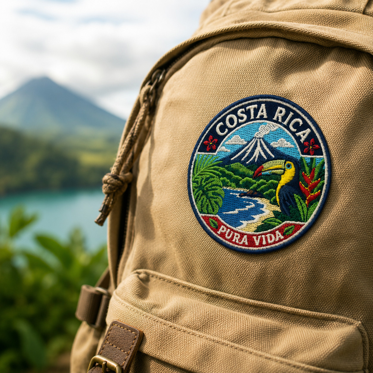 Costa Rica Pura Vida Embroidered Patch 3 Inch Iron On Travel Souvenir Toucan
