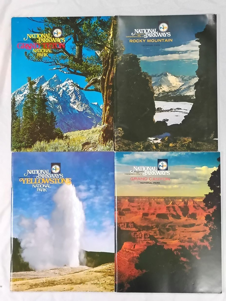 Lot 4 Vintage National Parkways Guides Rocky Mtn Yellowstone Grand Teton Canyon