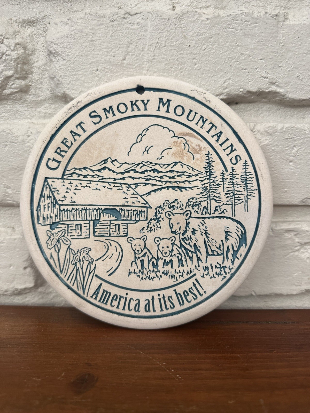 Vintage Great Smoky Mountains National Park Ceramic Wall Plaque 2017