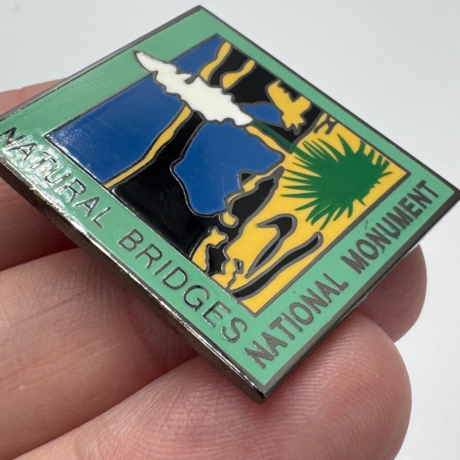 Vintage Natural Bridges National Monument Utah Square Lapel Pin Enamel