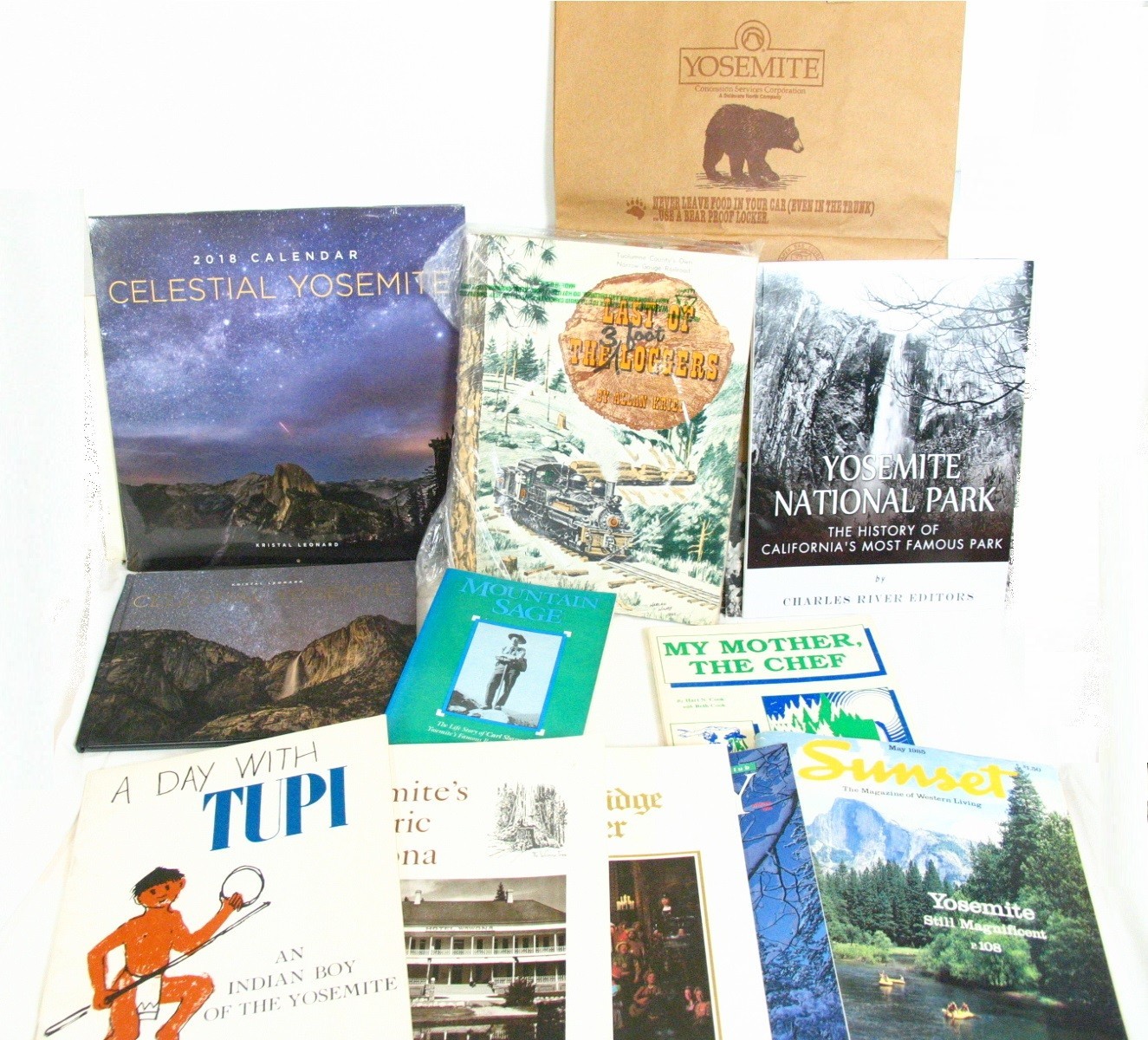 Vtg Yosemite National Park Magazines Books Calendar Paper Bag Information Guides