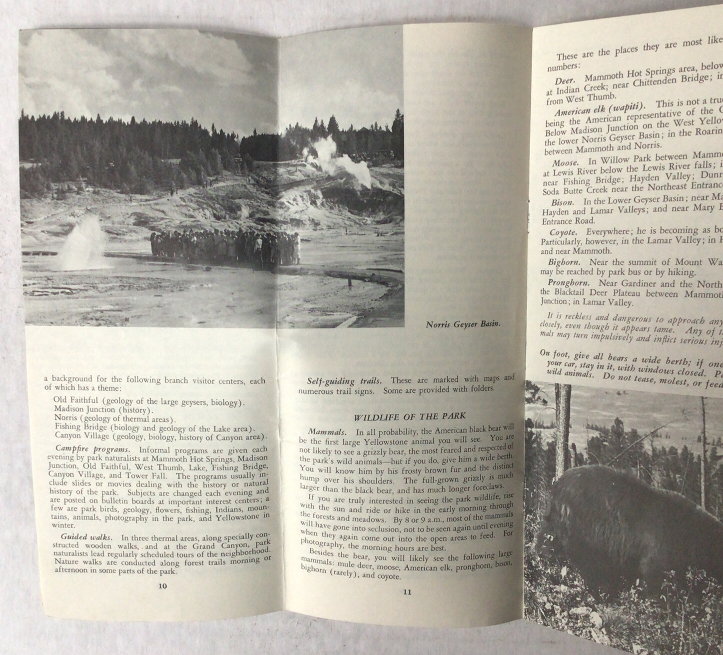 1962 Yellowstone National Park Travel Guide Brochure Booklet Map #2
