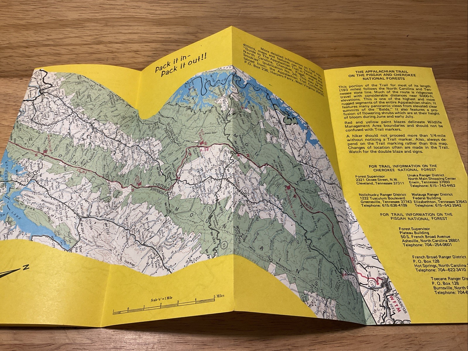 1974 Pisgah & Cherokee National Forest Appalachian Trail North Carolina Tenn