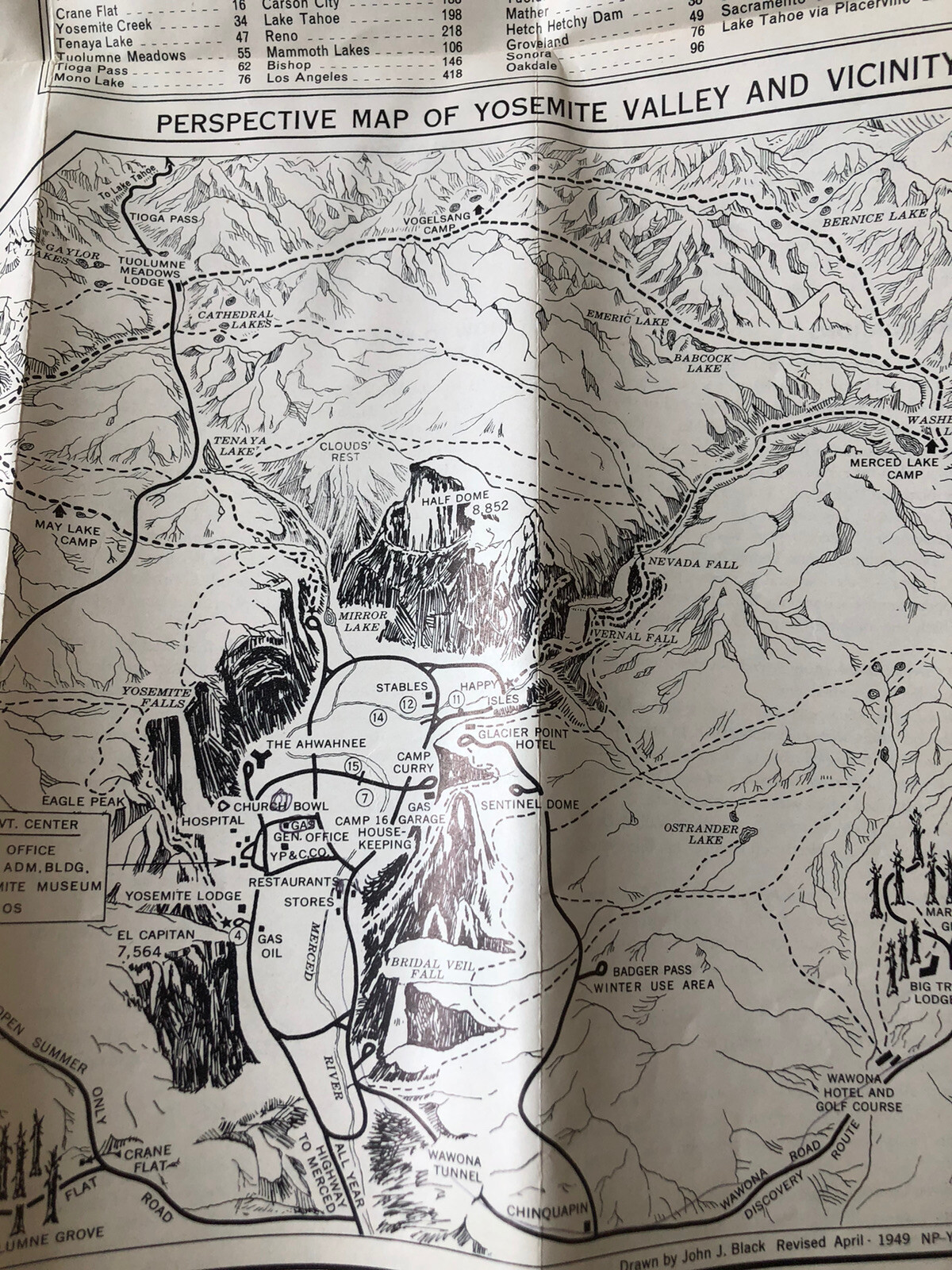 Yosemite National Park Map (1949) & Guide (1950) National Park Service
