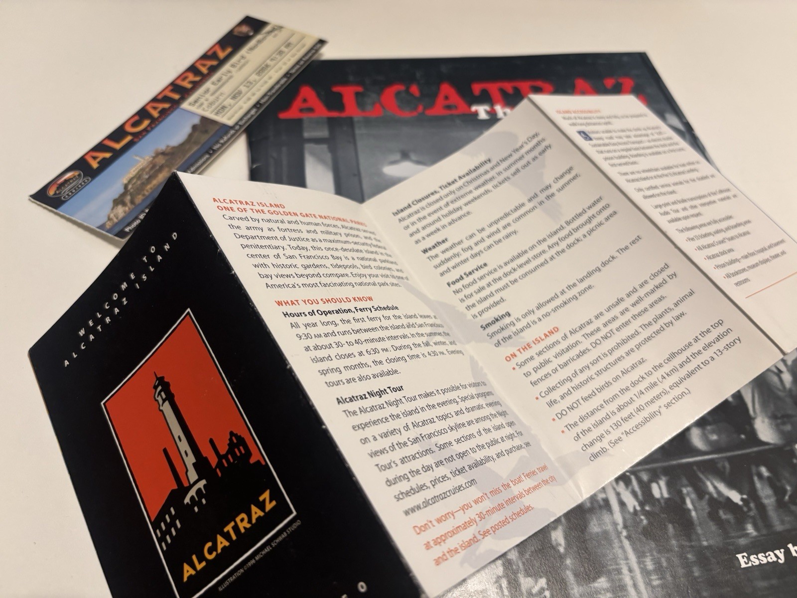 Vintage Alcatraz Prison Tour Souvenir Lot Book Visitor Guide Ferry Ticket Set