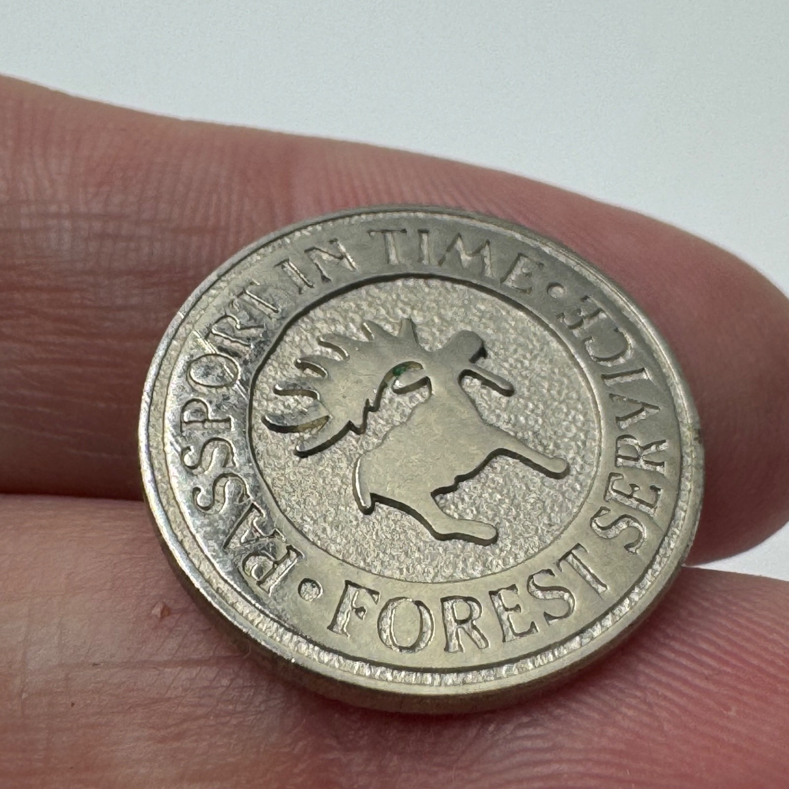 Passport In Time Forest Service Lapel Pin Tie Tack Moose Emblem Silver Tone