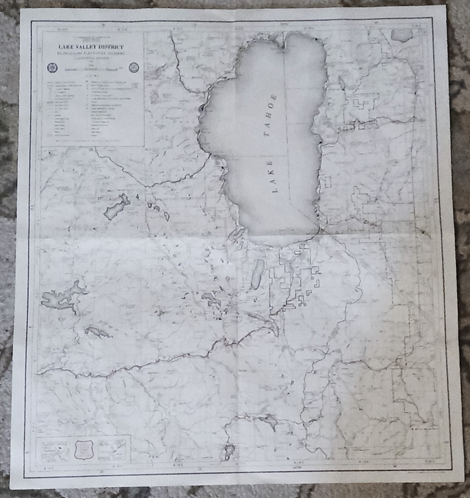 Vintage 1963 US Forest Service Map-Lake Valley District Lake Tahoe 18×20