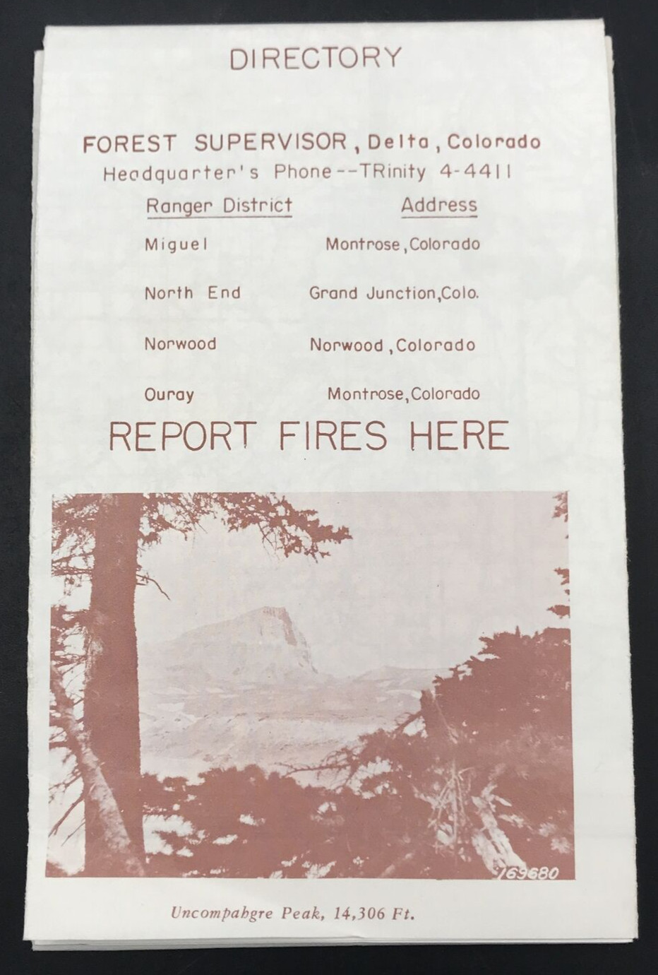 VTG 1951 Uncompahgre National Forest Colorado Map Forest Service Smokey the Bear
