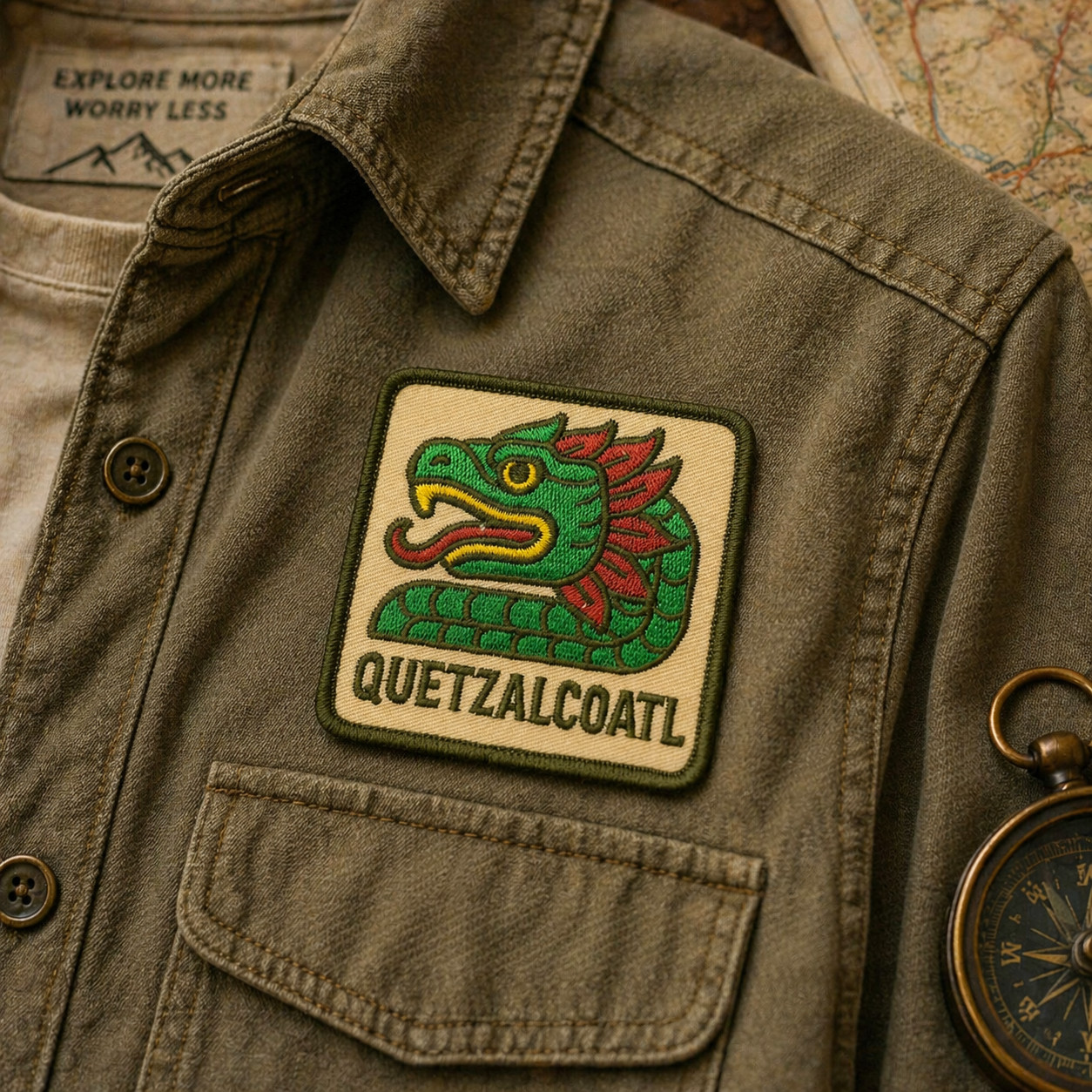 Quetzalcoatl Aztec Patch 3 Inch Iron On Embroidered Feathered Serpent Mexico