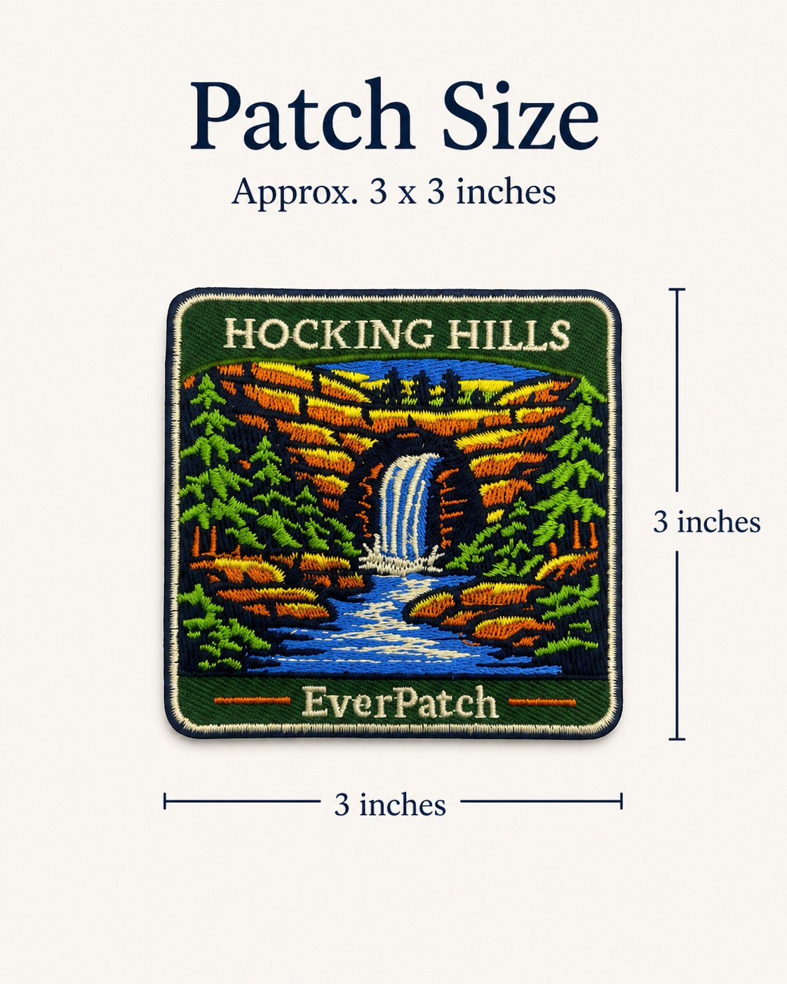 Hocking Hills Patch Ohio Iron On Embroidered Hiking Souvenir Backpack Badge 3″