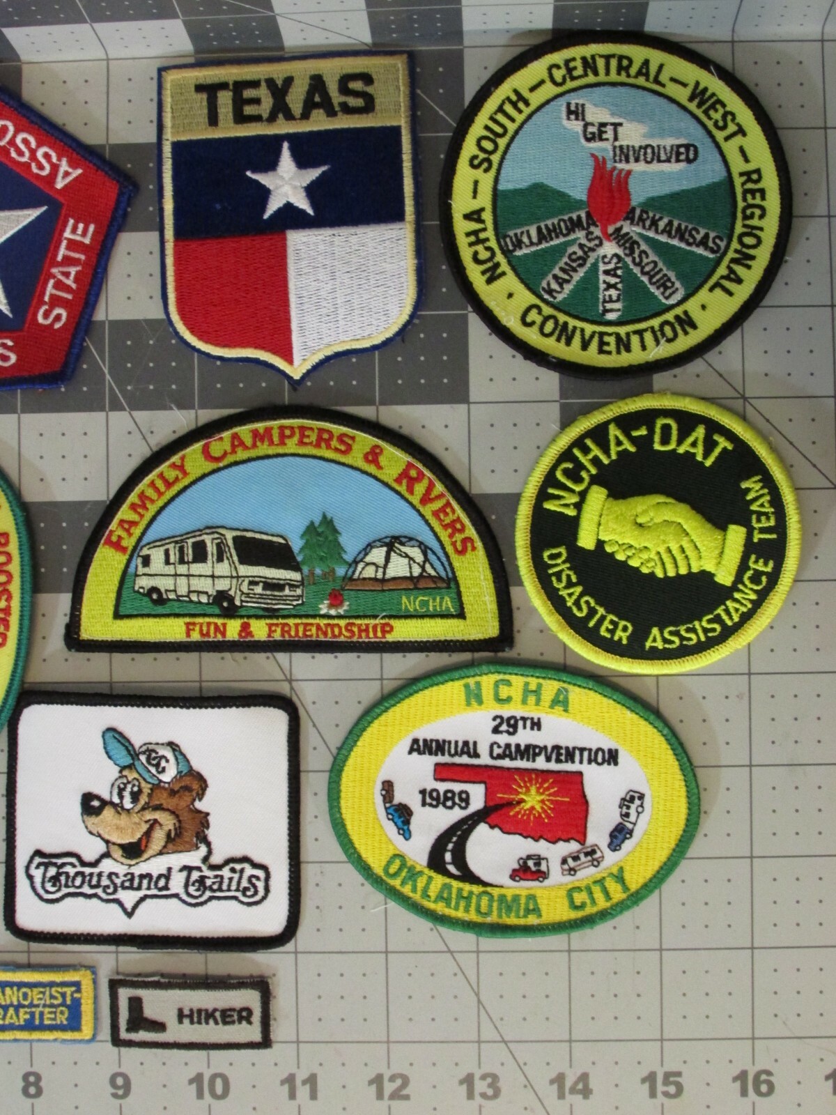 13 PATCHES NCHA Conservation Disaster Convention Texas Hiker Disaster Campers ++