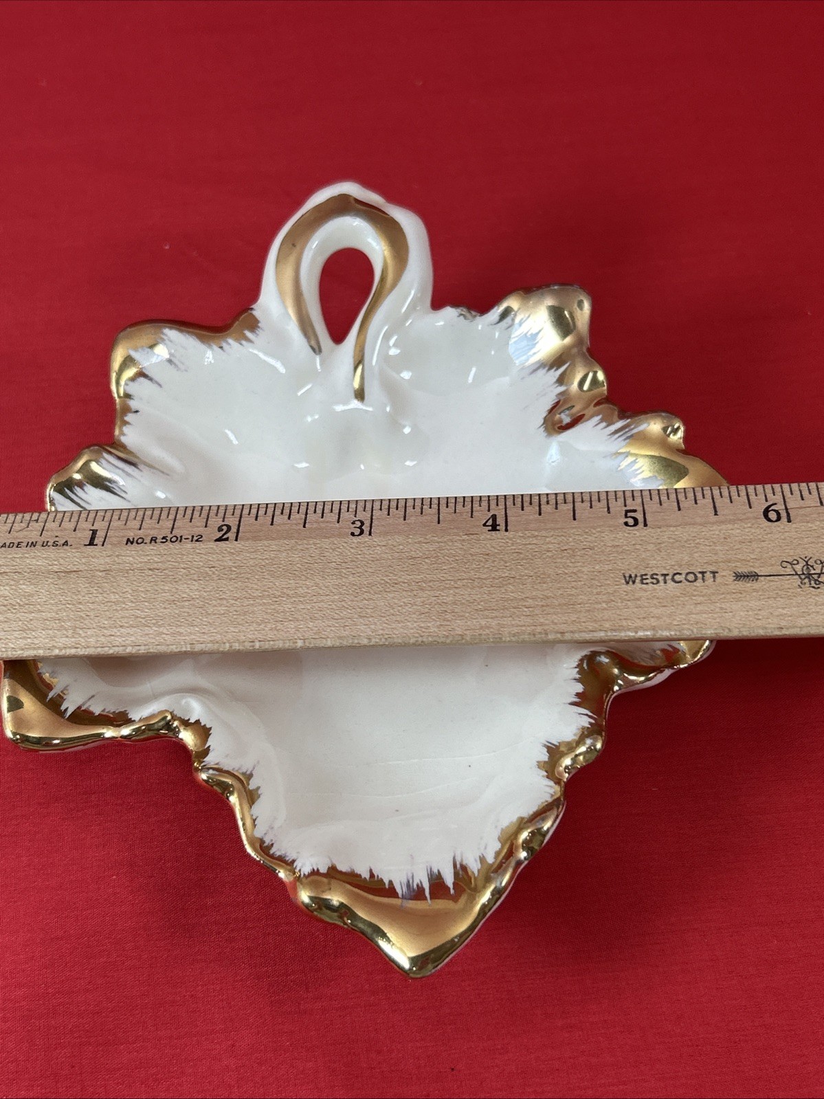 West Virginia Turnpike Porcelain Leaf Ashtray Trinket Dish Souvenir Vintage 7×6”