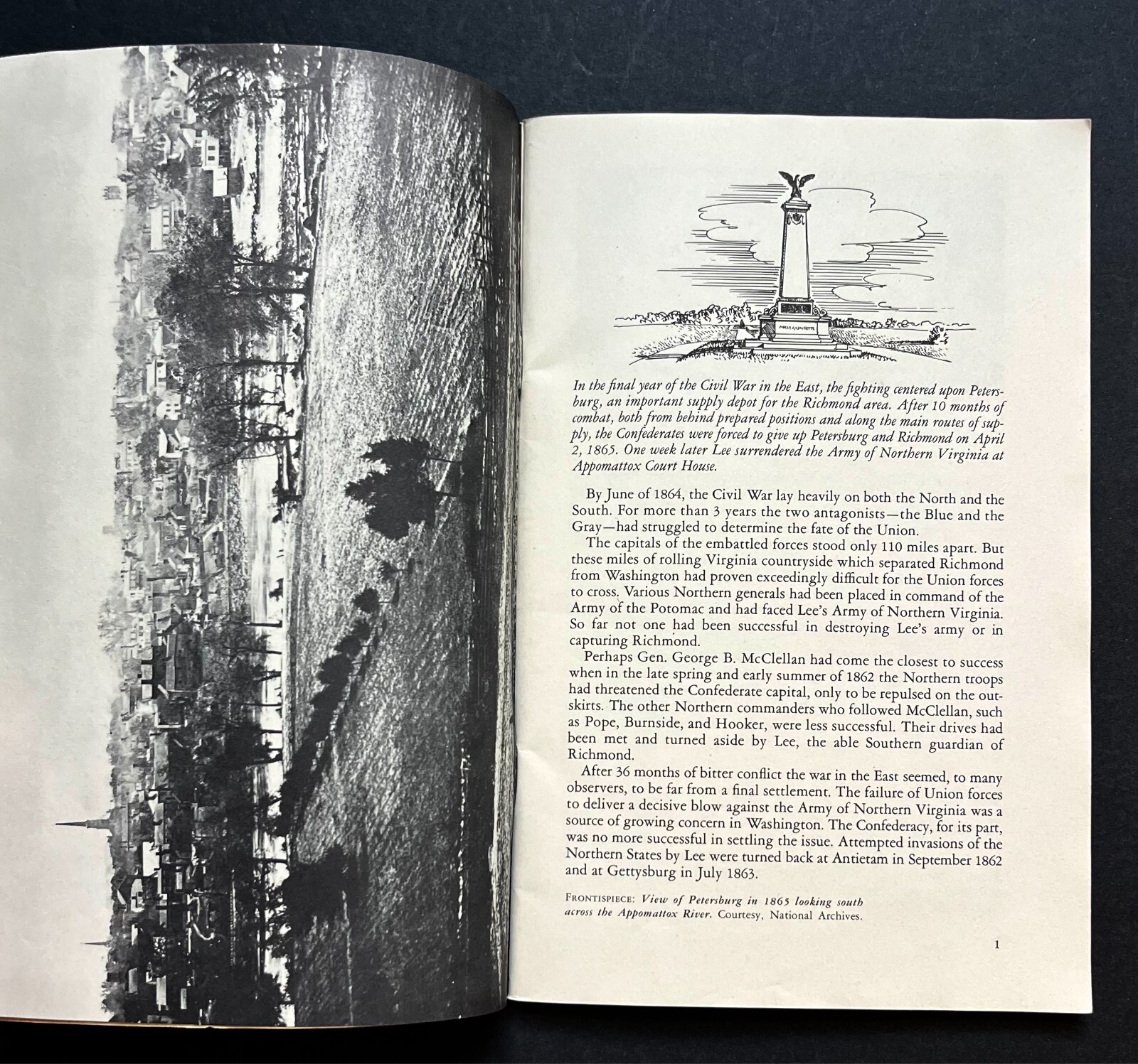 1956 Petersburg VA National Military Park Battlefields Vintage Travel Guide Book