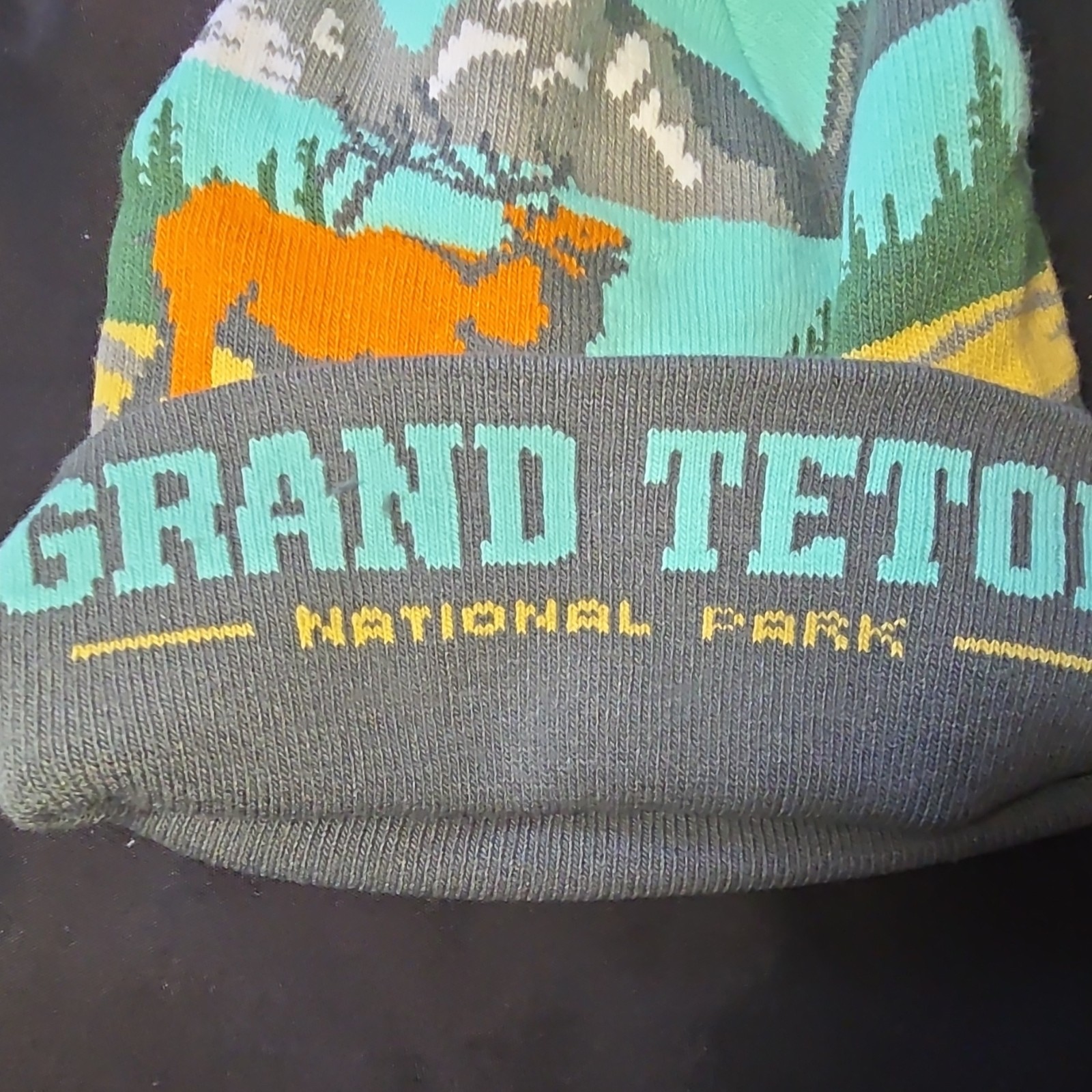 Northern Icons Grand Teton National Park Knit Pom Beanie Hat OSFA Gray Teal