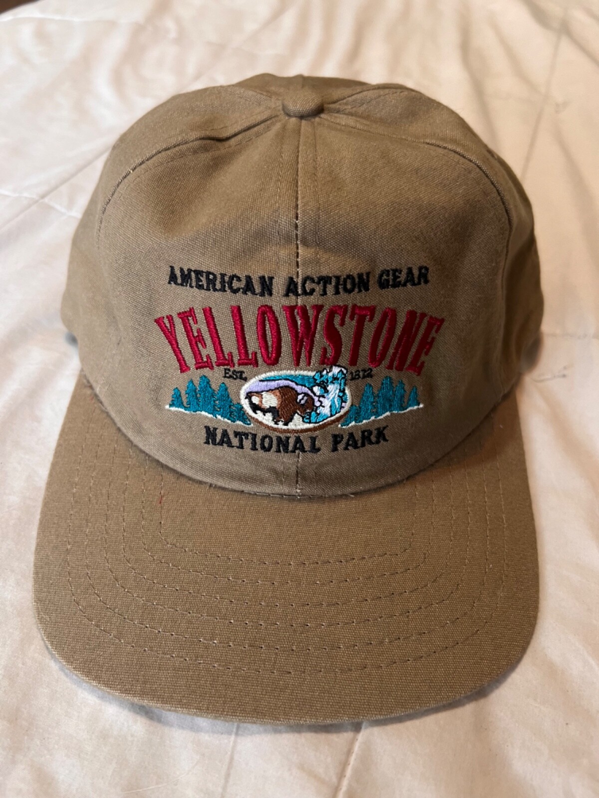 Yellowstone National Park Buffalo American Action Wear Baseball Hat Fred Harvey