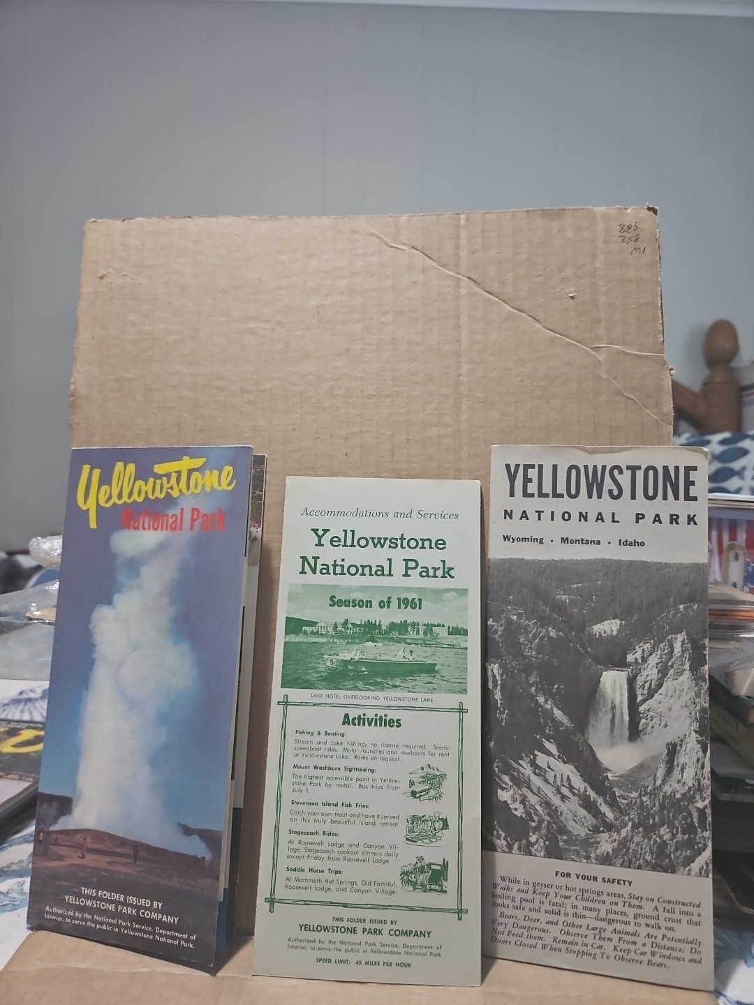 Lot Of 3 Vintage Yellowstone Brochures Folders Guides Late 50s Early 60s