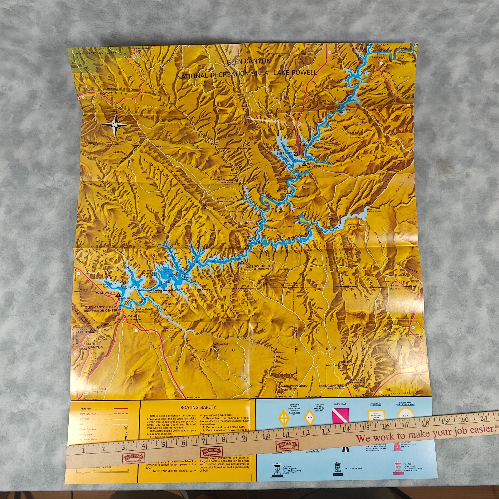 1970 GLEN CANYON Dam & Lake Powell Map Brochure NPS/Bureau of Reclamation Guide