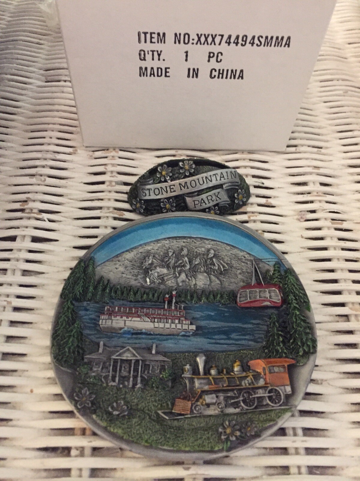 Stone mountain national park 3.75 inch pewter commemorative plate/stand-SCARCE