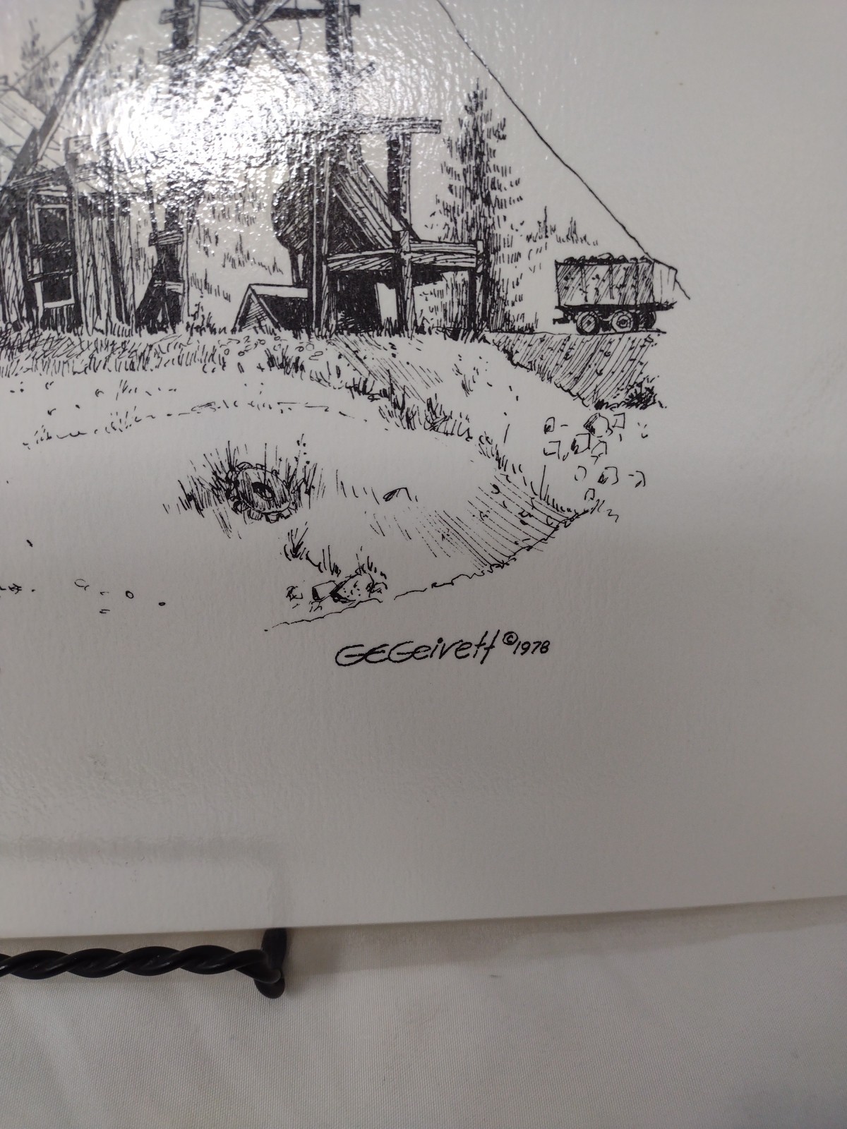 G.E. Geivett Print 1978 “The Matchless Mine and Baby Doe’s Cabin CO” Laminated