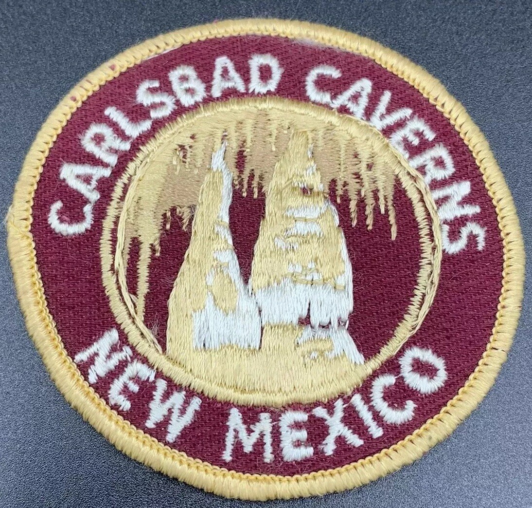 CARLSBAD CAVERNS New Mexico Vintage Caving Souvenir Round Embroidered Patch