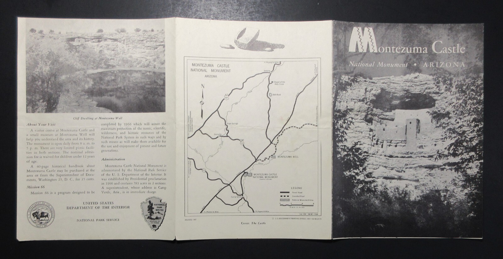 1961 Montezuma Castle National Monument with Map