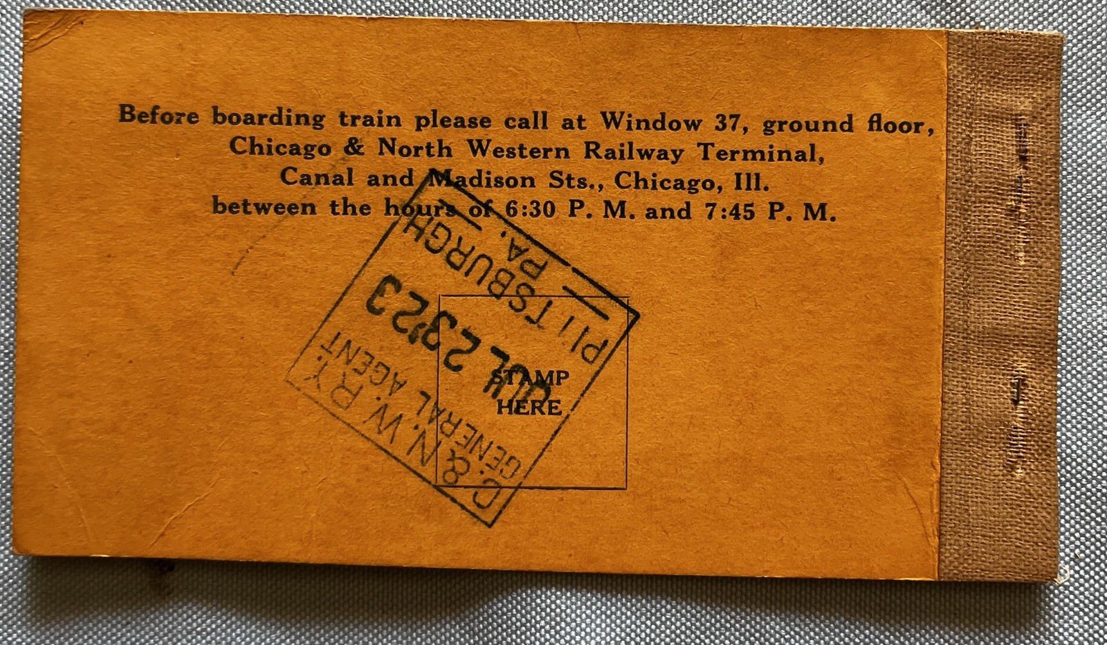1923 Union Pacific Yellowstone Tour ID Booklet Empty Chicago North Western RR