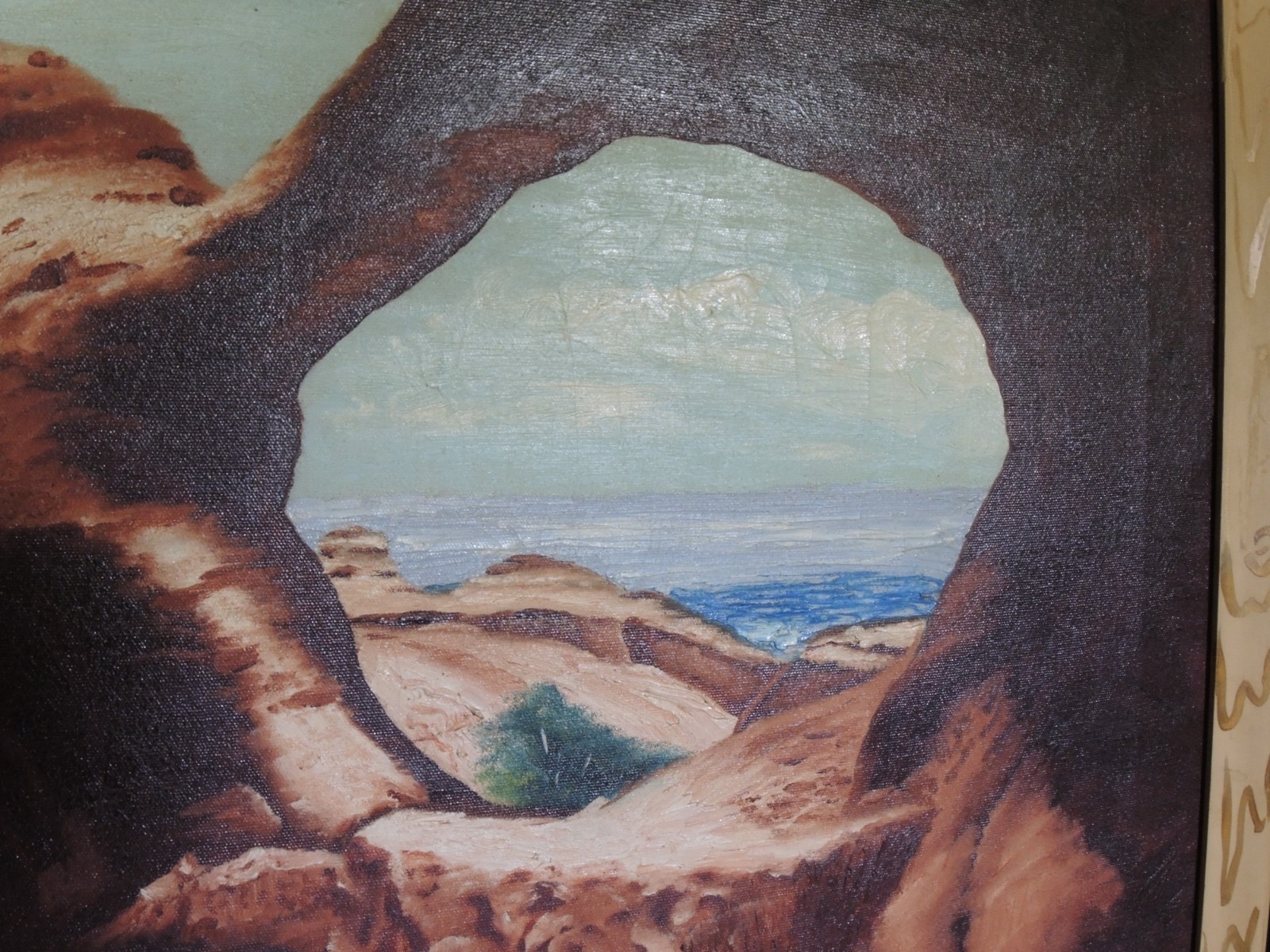 Vintage Signed 1938 Oil Painting of the Double O Arch, Arches National Park Utah