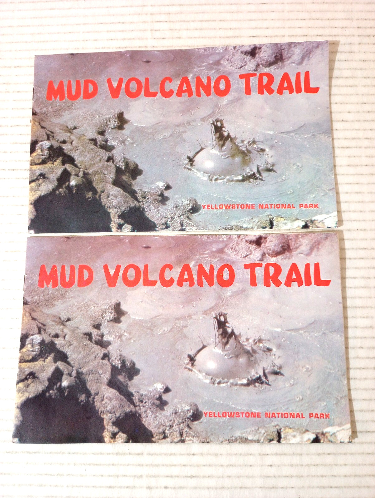 2x Yellowstone National Park Historic Pamphlet Mud Volcano Trail 1977 Geyser WY